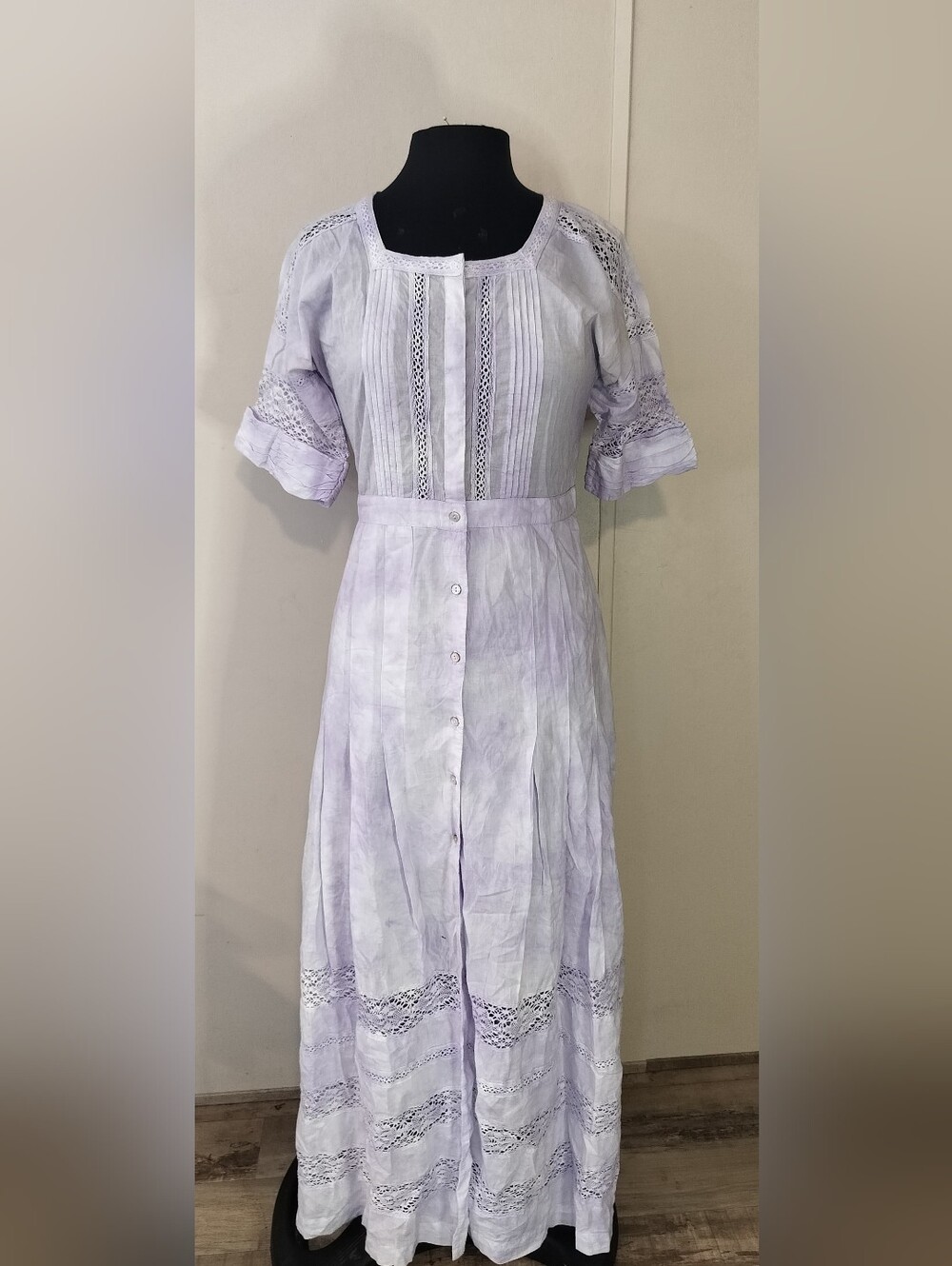LoveShackFancy Soft Lilac Button-Front Maxi Dress